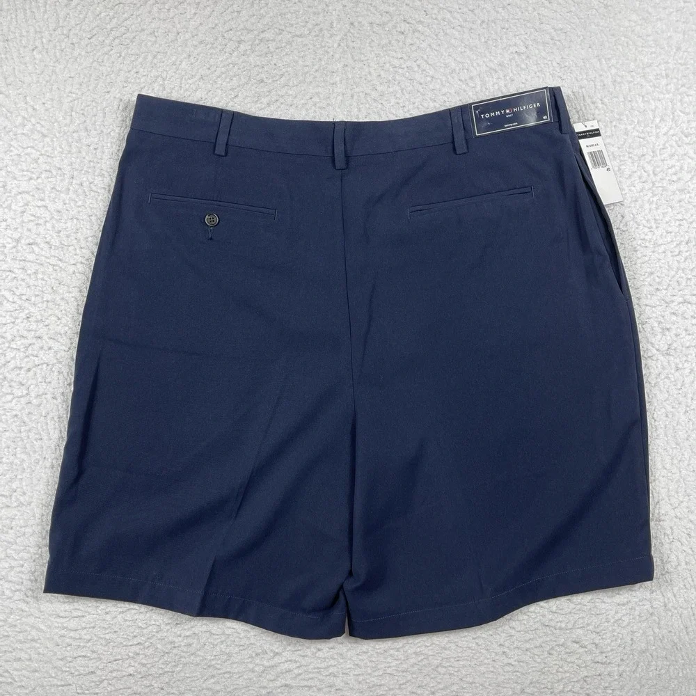 Tommy Hilfiger Shorts Mens 40 Blue Pleated Casual‎ Travel Golf Vacation Preppy